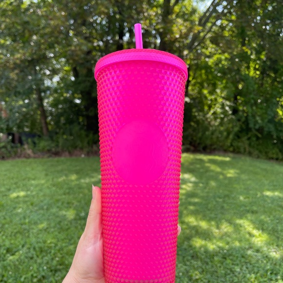 NWT Starbucks Fall 2021 Neon Pink 24oz Studded Cup - Picture 6 of 10